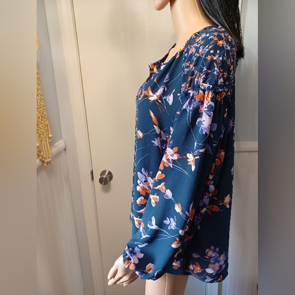 Zac & Rachel Navy Blue With Purple And Orange Flowers - Picture 4 of 12